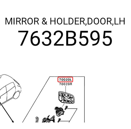 LH Side Mirror Lens for Mitsubishi Mirage 2012-2022 (2012-2022)