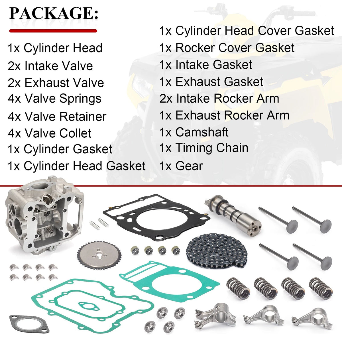 Cylinder Head Rocker Arm Camshaft Kit for Polaris Scrambler 500 (1997–2012)
