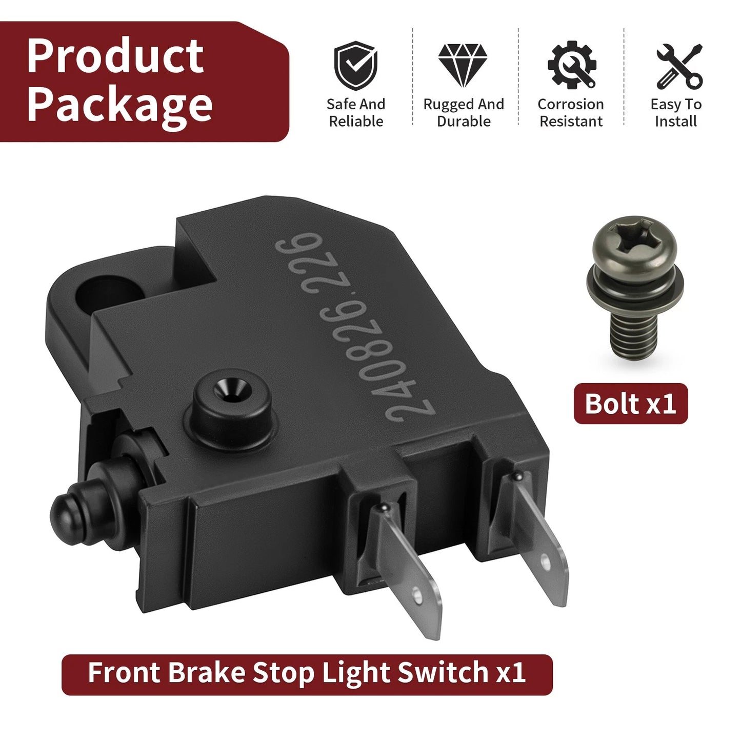 Front Brake Stop Light Switch for Yamaha Kodiak 700 700K YFM700K  (2016–2024)