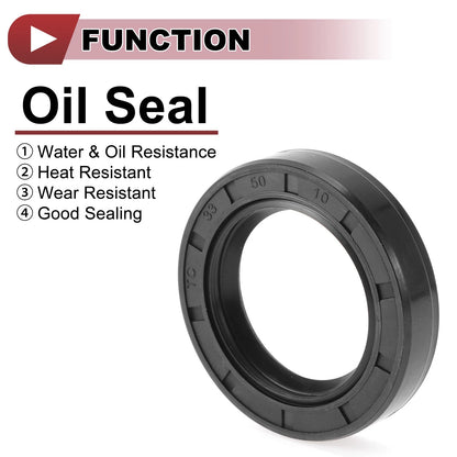 Rotary Shaft Seal / 33x50x10mm / Oil Seal Nitrile 70D Rubber Black 5 pcs for Make Model