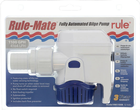 Automatic Bilge Pump 1100 GPH for Boats - Rule Mate, 1-1/8" Outlet