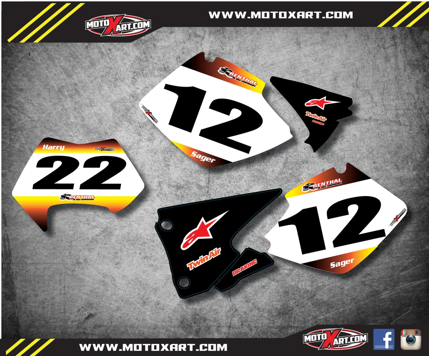 Custom Number Plate Graphics for KTM EXC SUNRISE Decals (1998-2003)