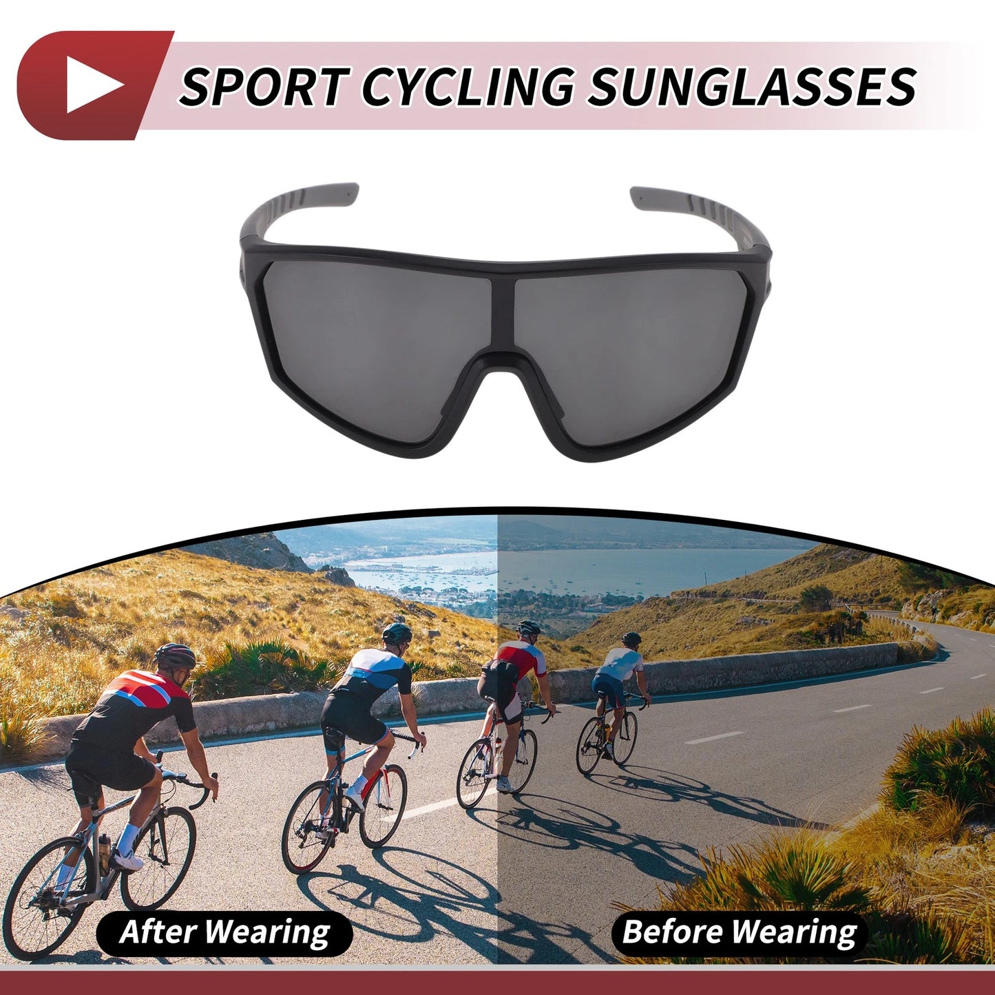 Set / Goggles / Motorcycle Riding Goggles Black Lens Black Gray Frame PC UV400