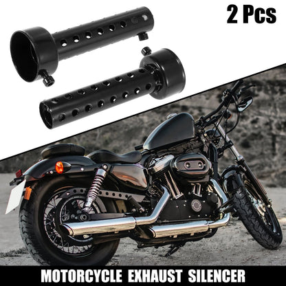 2 x 45mm Universal Motorcycle Exhaust Silencer Muffler Pipe Black