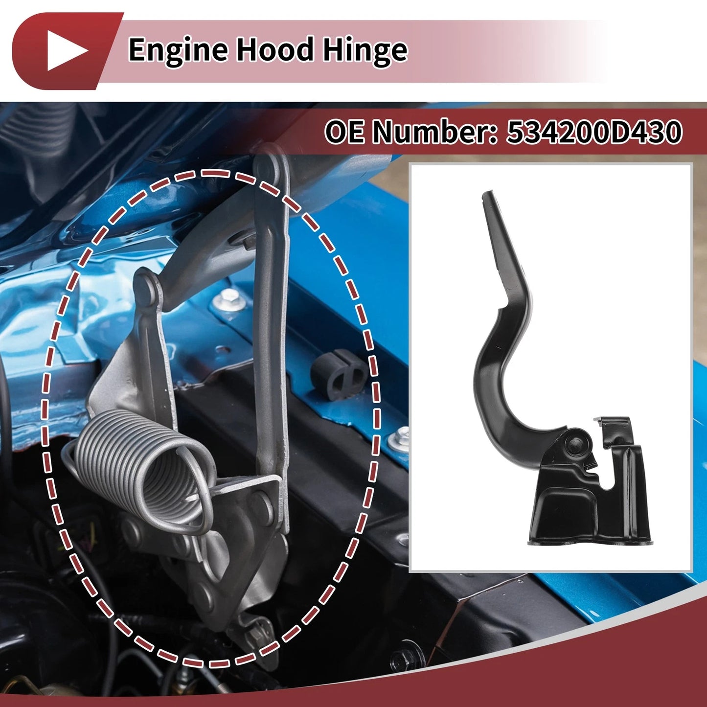 Hood Hinge 1 pc Left Side Engine Cover for Toyota Yaris (2017–2018)