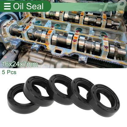 Oil Seal / 16x24x7mm / Seal Ring NBR Rubber 5 Pcs for Make Model