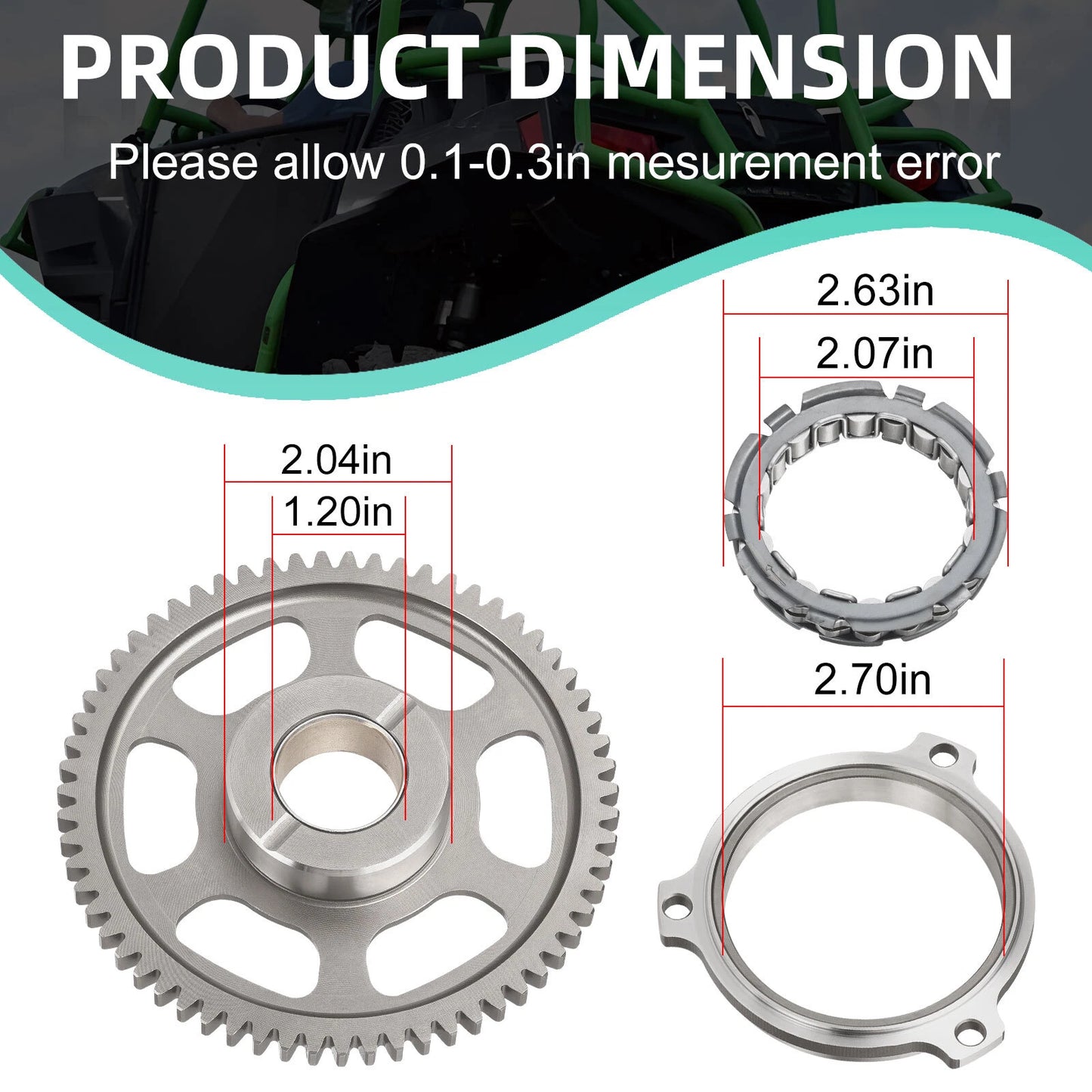One Way Bearing Starter Clutch Gear Gasket for Polaris RZR 4 XP 900 (2012)