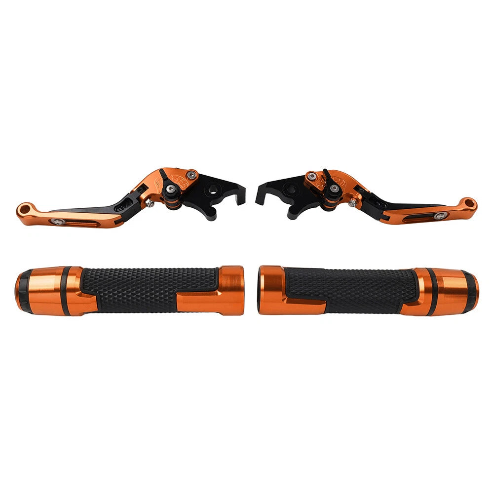 Orange Extendable Brake Clutch Levers Grips Set for BMW F650GS (2002-2007)