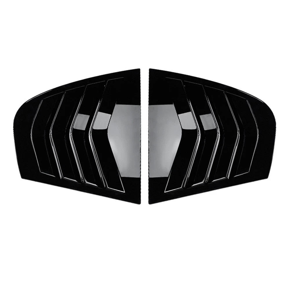 2 x Gloss Black Rear Side Glass Shutter Covers for Car