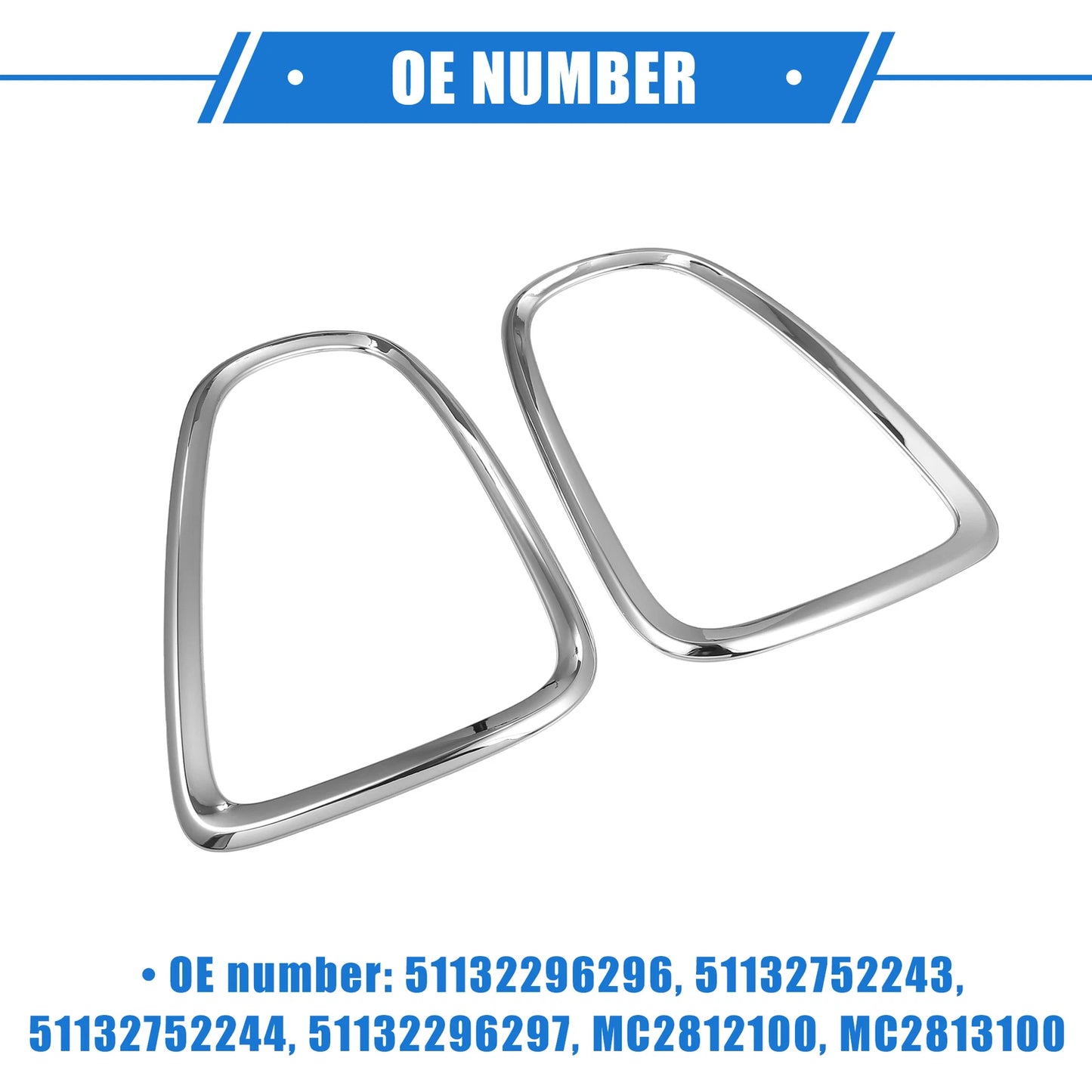Pair Taillight Trim Rings for Mini Cooper R58 Coupe (2011-2015) Silver Tone