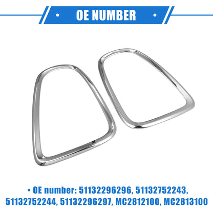 Pair Taillight Trim Rings for Mini Cooper R58 Coupe (2011-2015) Silver Tone