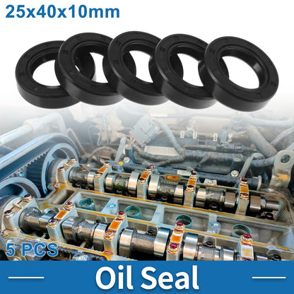 Oil Seal 25x40x10mm Rotary Shaft Seal Nitrile Rubber Black 5 Pcs for Make