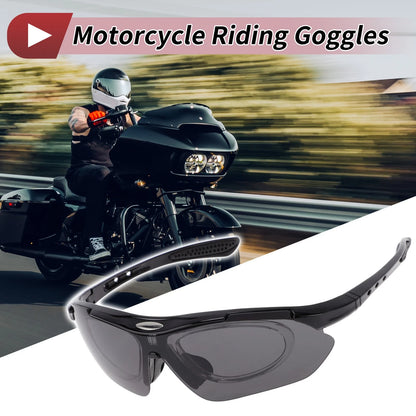 Motorcycle Riding Goggles Dark Gray Lens Black Frame Cycling Sunglasses