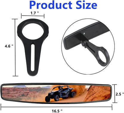 Wide Rear View Race Mirrors Convex Reverse Mirror for UTV (Fits 1.75in Clamp)