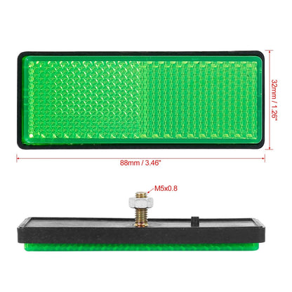 6 x Pair 5mm-6mm Green Rectangle Screw Mount Warning Reflector for Motorcycle
