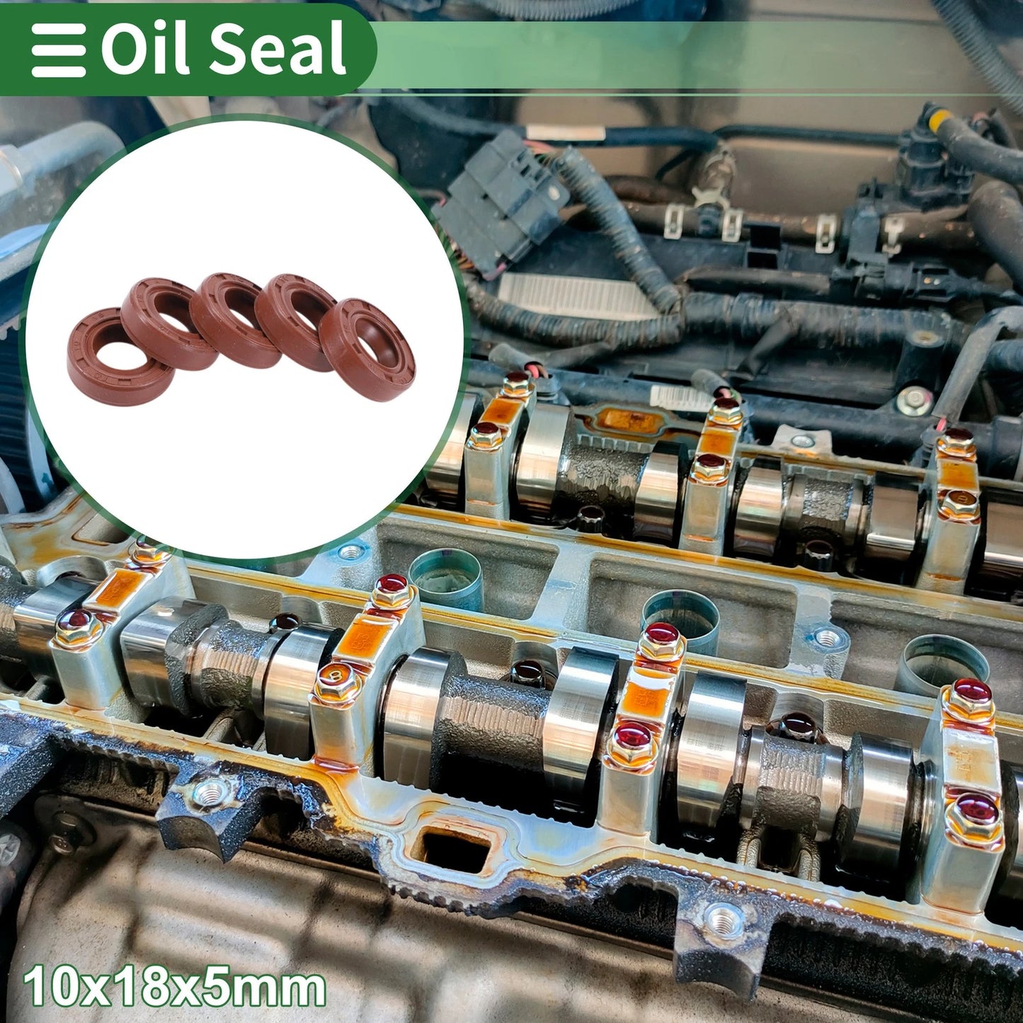 Oil Seal 10x18x5mm Brown Fluorine Rubber 5 Pcs for Make Model