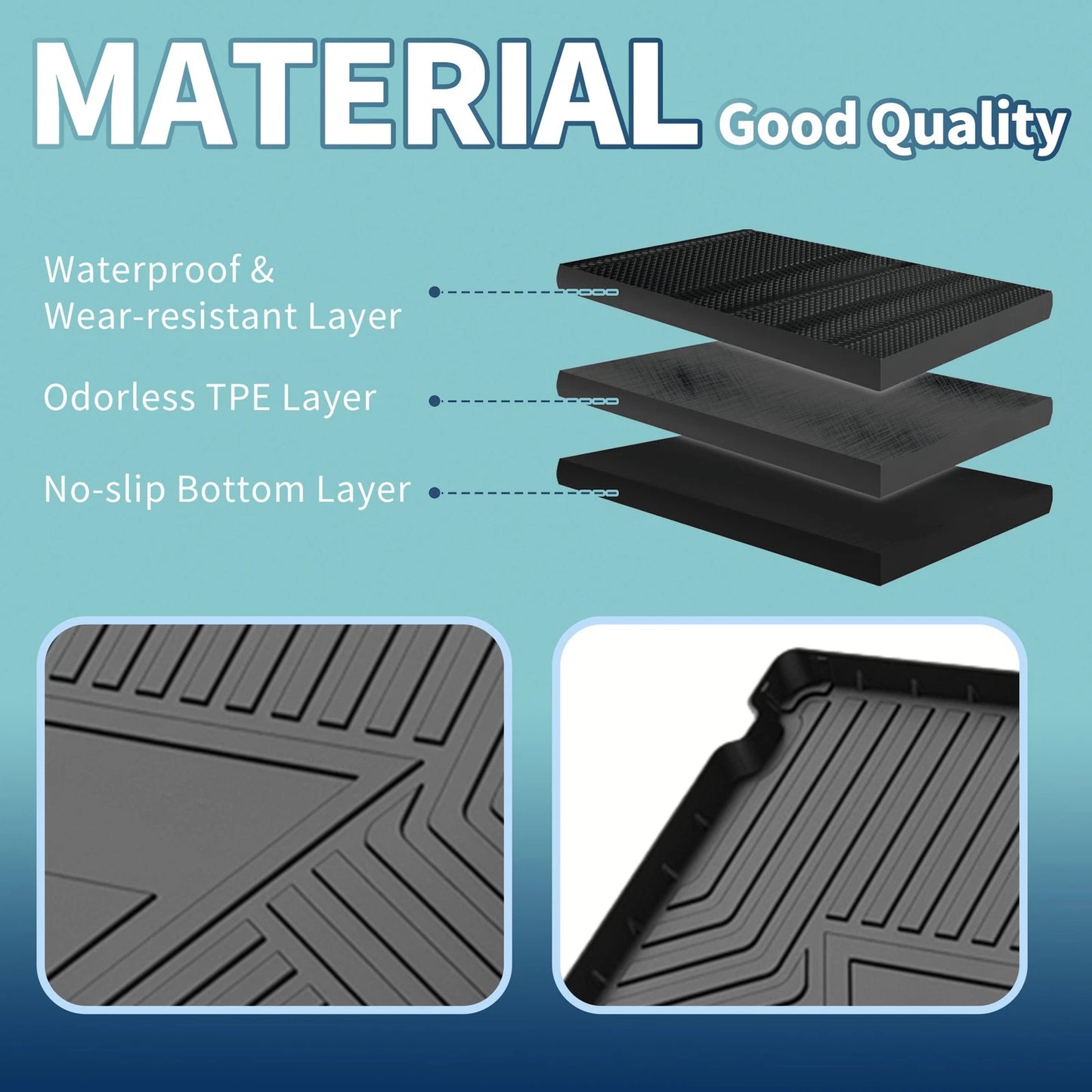 Flat Face Cargo Liner Rear Trunk Mat for Ford Escape (2020-2024) 1 Pc