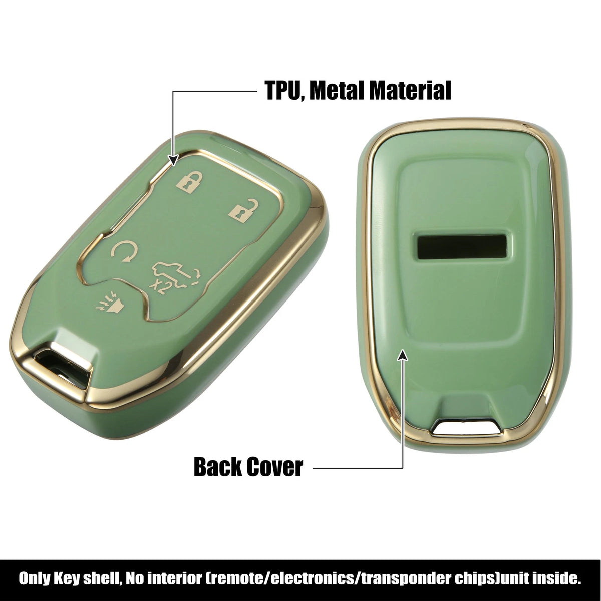 Key Fob Cover Case for GMC Sierra 1500 with Keychain 5 Button Green