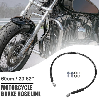 60cm Brake Line Oil Hose Pipe with Spring Protection Black for Motorcycle