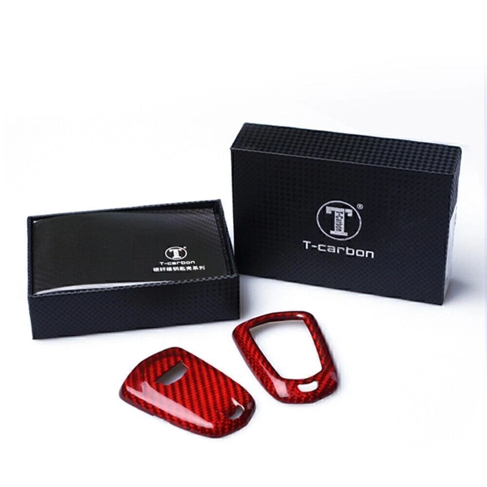Key Cover Case for 2015-2023 Cadillac ATS CTS CT6 Carbon Fiber Red (2015-2023)