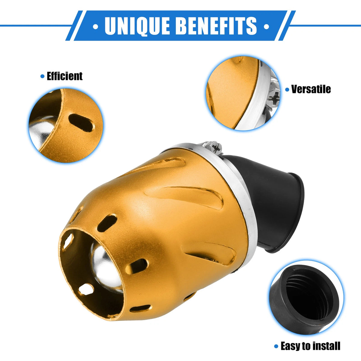 Air Filter / 35mm ID 140x70mm Aluminum Alloy Gold Tone for Universal ATV