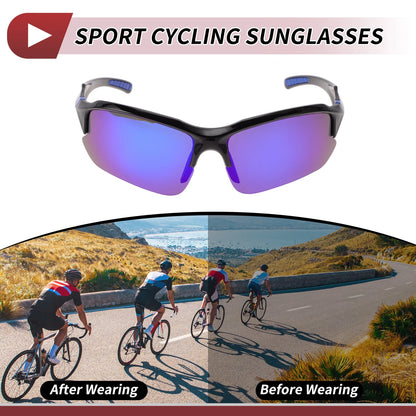 Goggles Motorcycle Riding Blue Lens Black Blue Frame Tri-acetal Cellulose PC