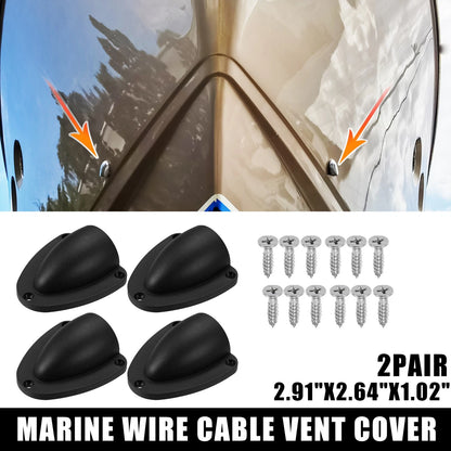 Transducer Cap / 2 x 2.91"x2.64" Clam Shell Vent Wire Cover Black for Marine Boat