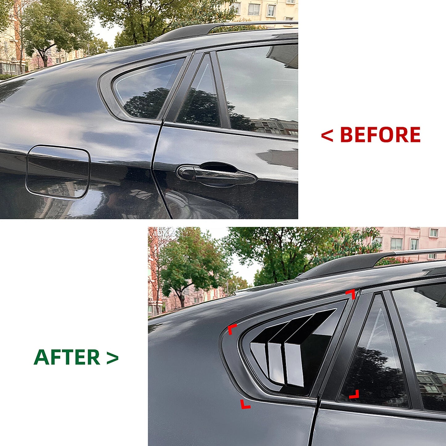 2 x Carbon Look Rear Side Window Louvers for BMW X6 E71 E72 (2008-2014)
