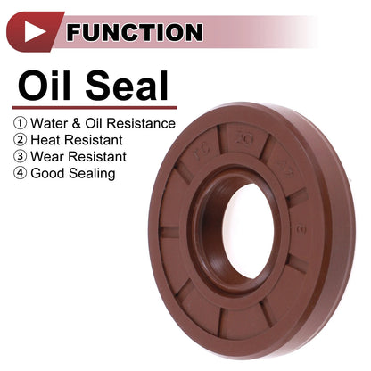 Oil Seal 20x47x8mm 2 x Seal Ring Rotary Shaft FKM Brown