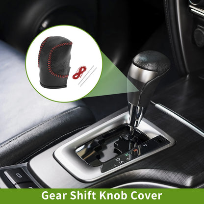 Pebbled Gear Shift Knob Cover 1 x Black Red Faux Leather for Honda Civic