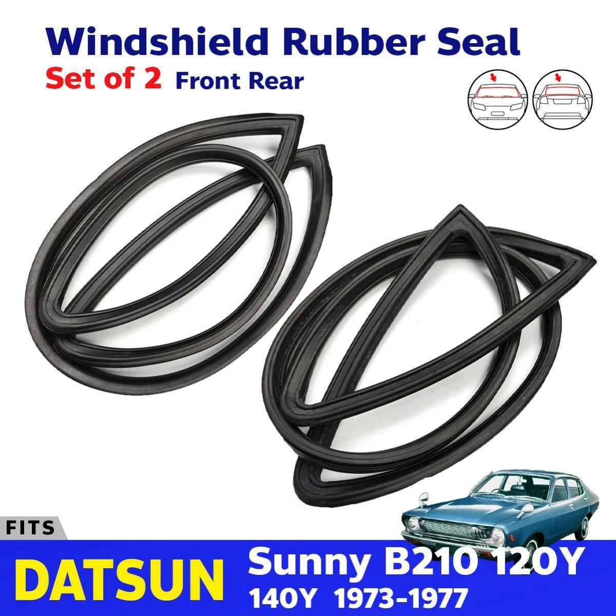 Windshield Rubber Weatherstrip Front Rear Fits Datsun Sunny B210 120Y 4D Sedan