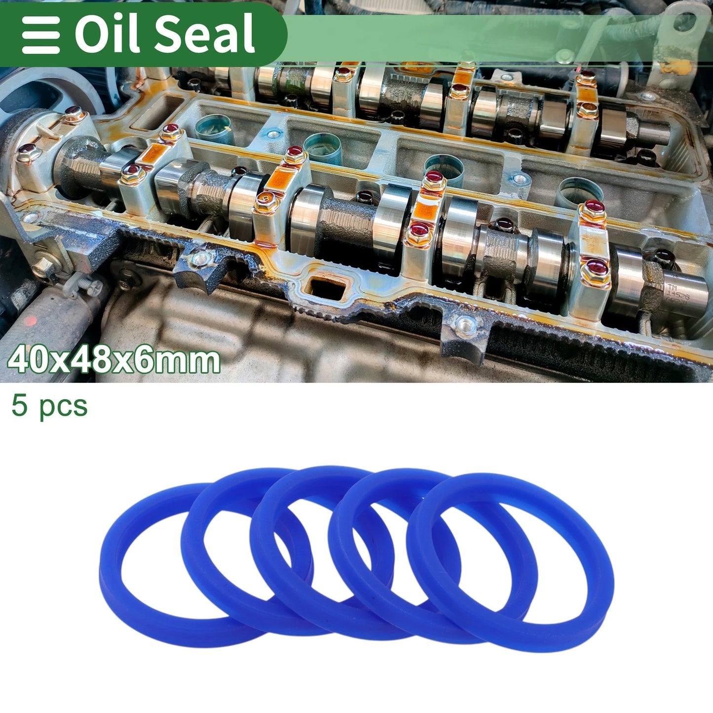 Oil Seal Rotary Shaft Seal TPU 40x48x6mm High Pressure Blue 5 Pcs