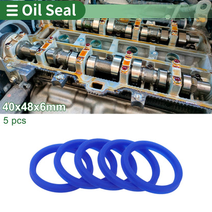 Oil Seal Rotary Shaft Seal TPU 40x48x6mm High Pressure Blue 5 Pcs