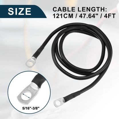 Marine Battery Inverter Cable 5/16-3/8 4ft Battery Copper Wire Black for Car