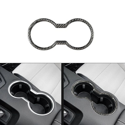 Carbon Fiber Console Water Cup Holder Panel Trim for Ford Mustang 2024