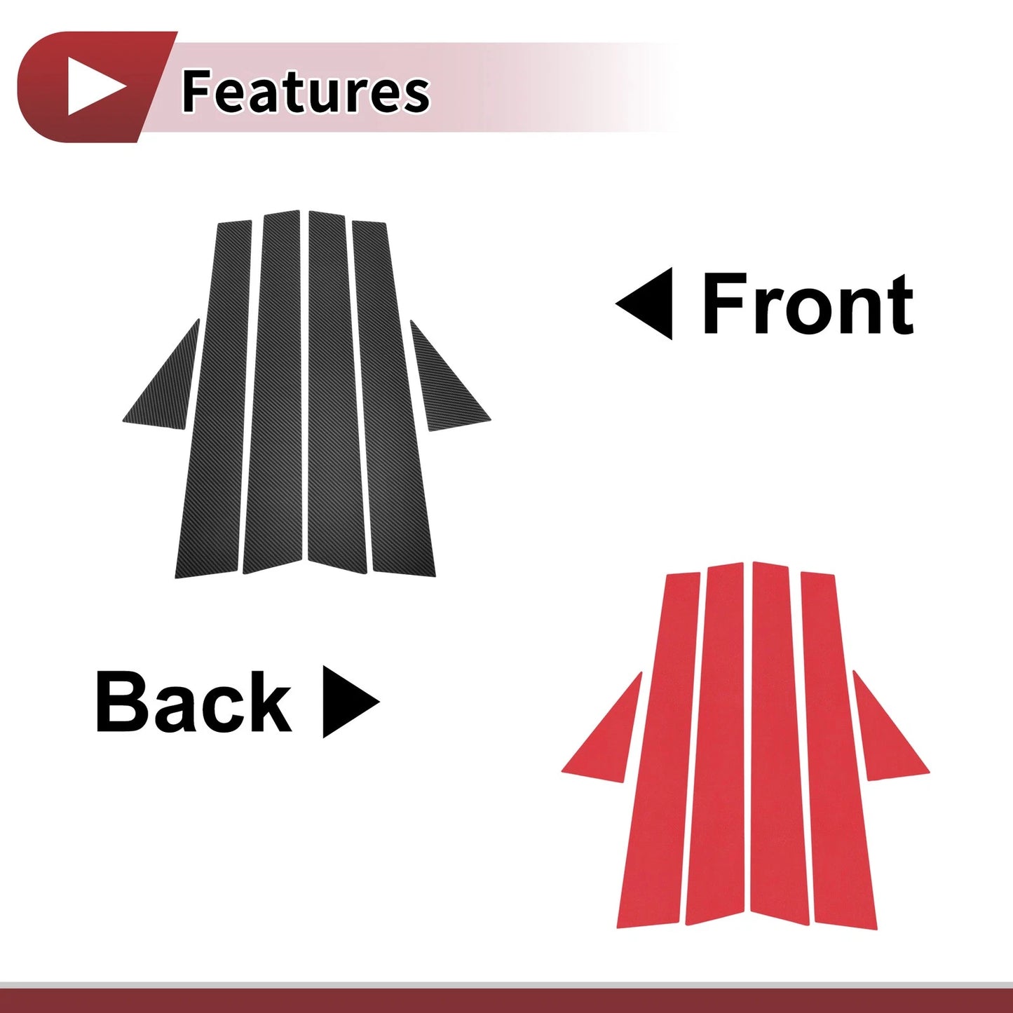 6 x Car Door Pillar Window Trim Carbon Fiber for Toyota Avalon (2001–2004)
