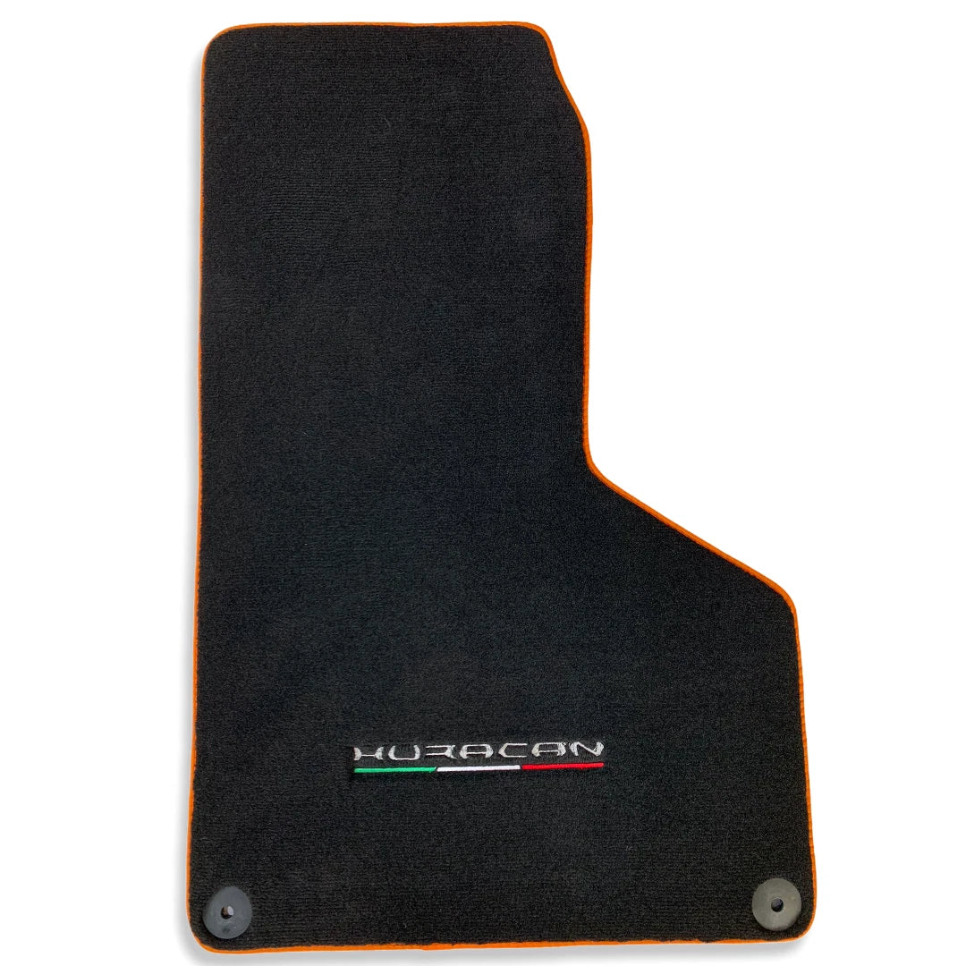 Floor Mats for Lamborghini Huracan Coupe Orange Rounds Black Tailored Carpet