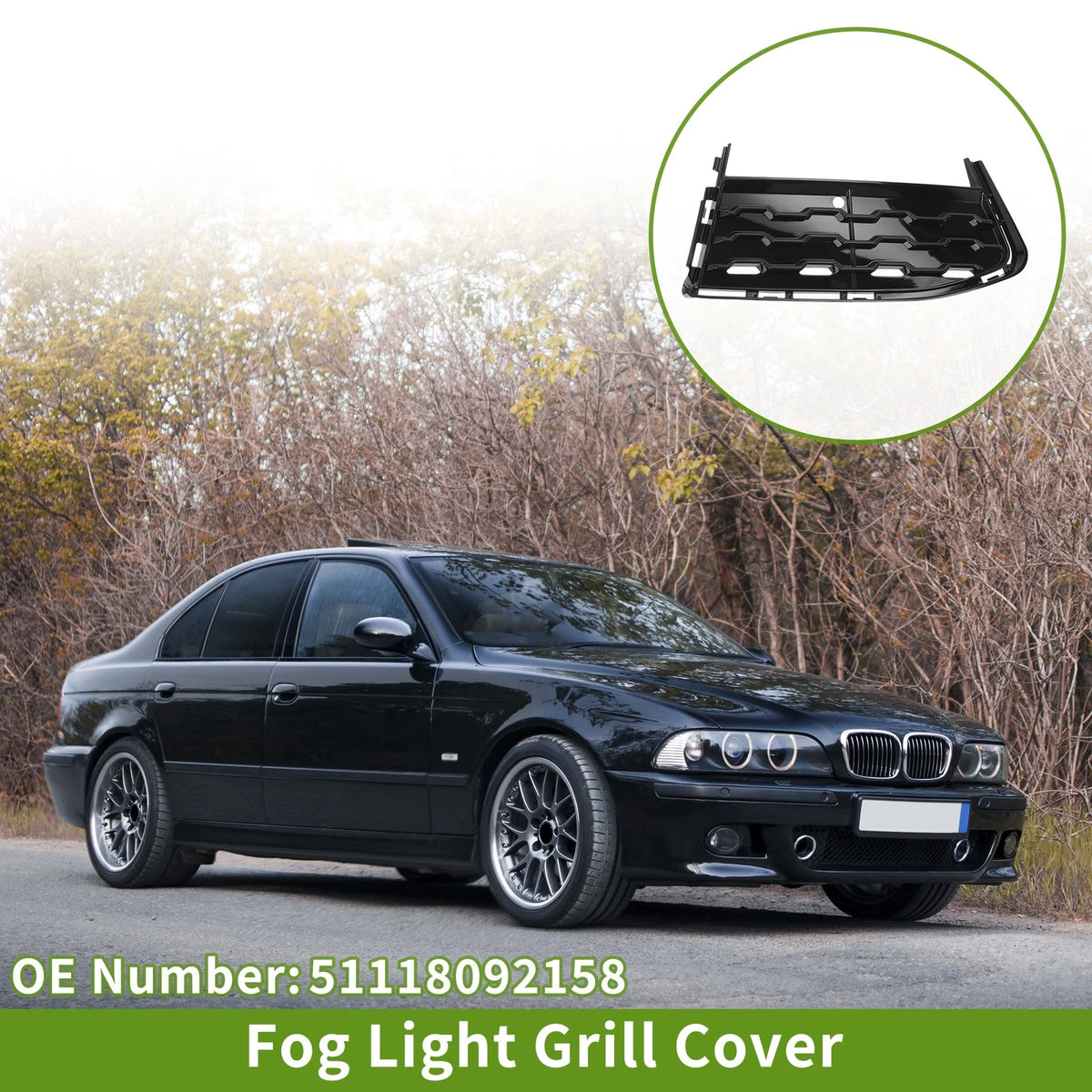 1 Pc Front Right Fog Light Grill for BMW 7 Series (2015-2020) Black
