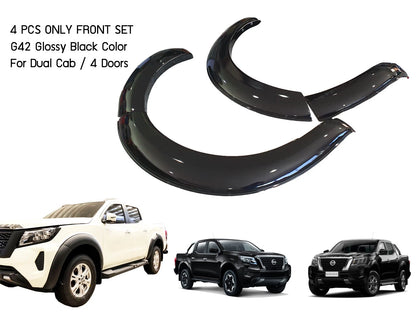 Front Gloss Black Fender Flares for Nissan Navara (2021-2022)