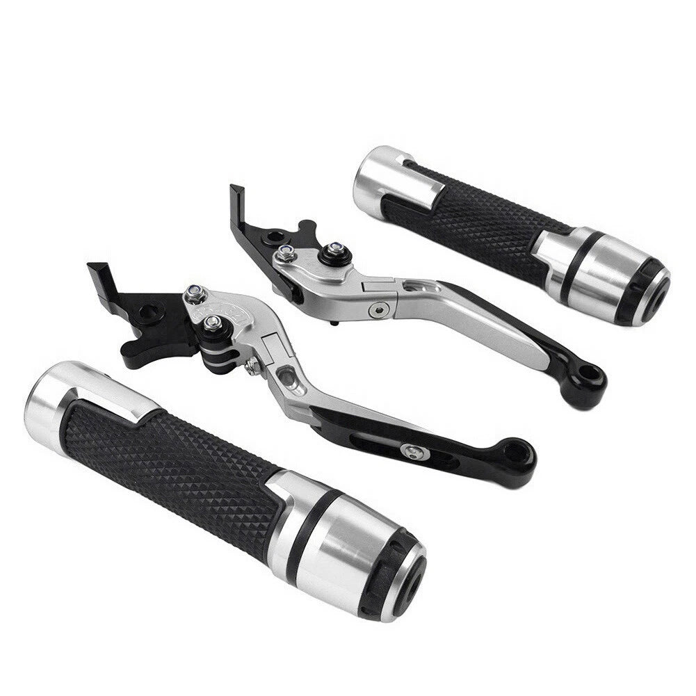 Silver Extendable Brake Clutch Levers & Handlebar Grips for Suzuki GSXR150
