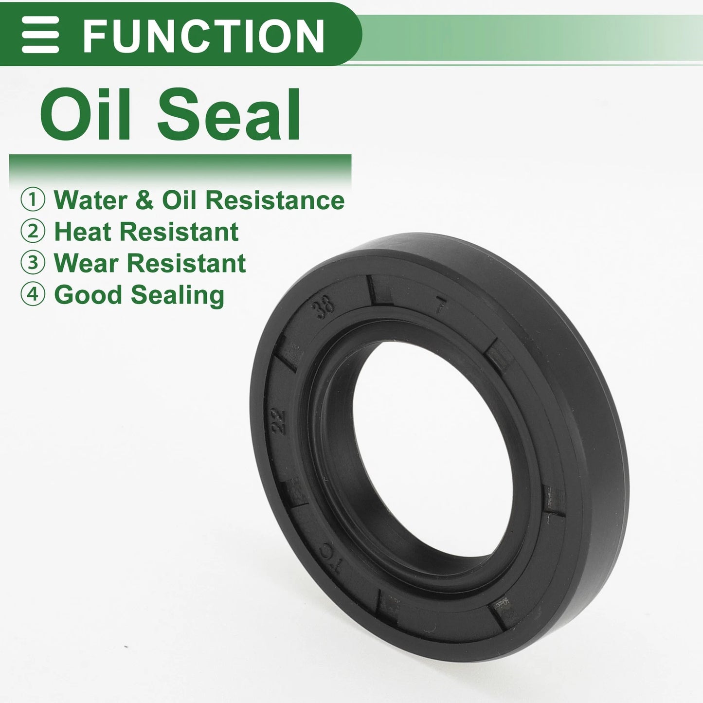 Oil Seal Seal Ring Rotary Shaft Seal NBR Rubber 22x38x7mm Black 5 Pcs