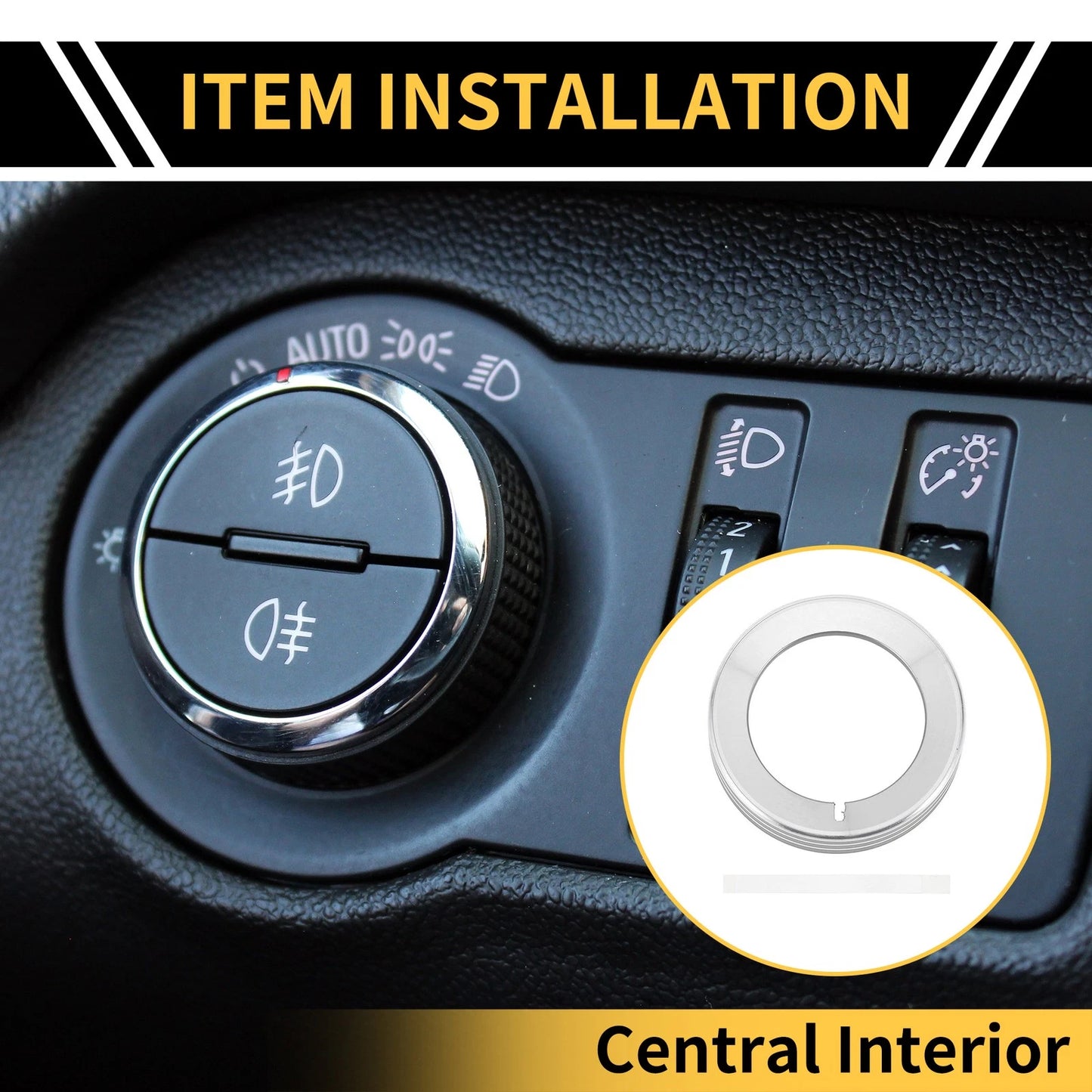 Headlight Control Switch Knob Cover Ring for Ford F-150 (2016-2021) Silver