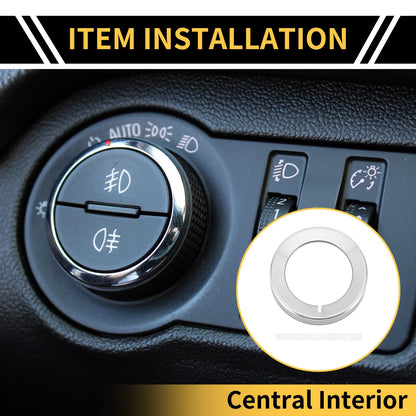 Headlight Control Switch Knob Cover Ring for Ford F-150 (2016-2021) Silver