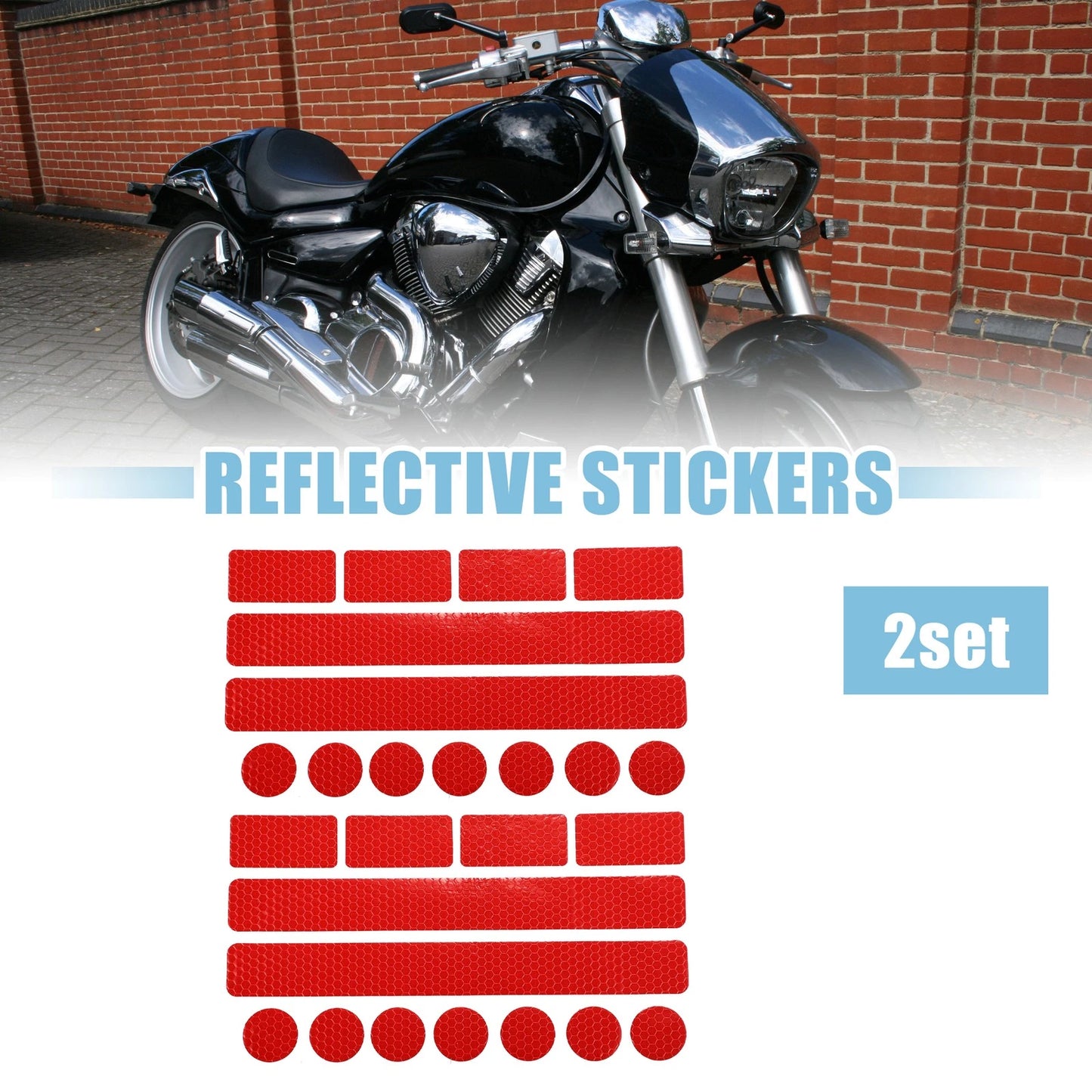 2 x Reflective Safety Warning Strip Tape Sticker for Vehicle Motorcycle Red