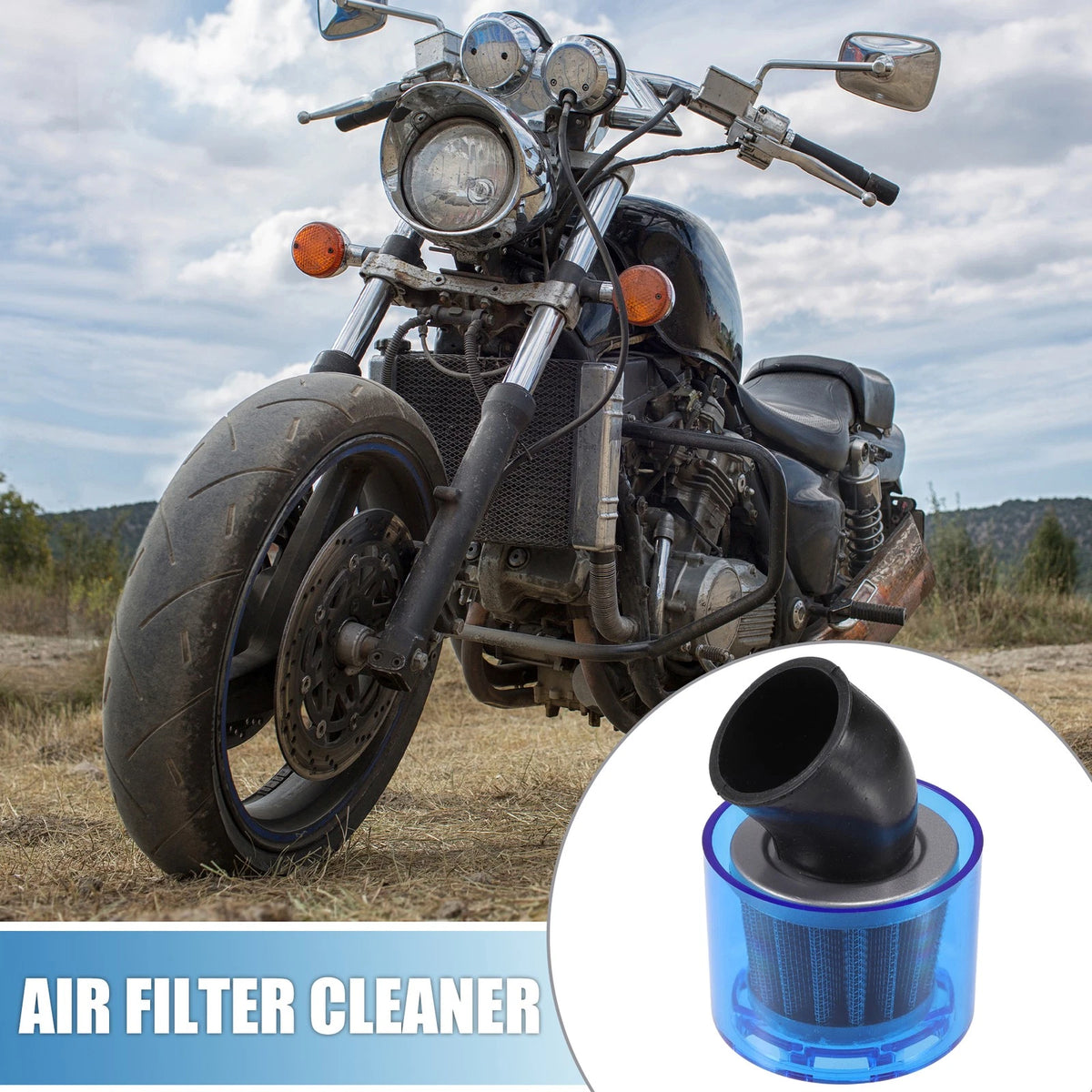 Air Filter Cleaner Bent 38mm/1.50 for 110-125cc Most Motorcycles ATV Blue