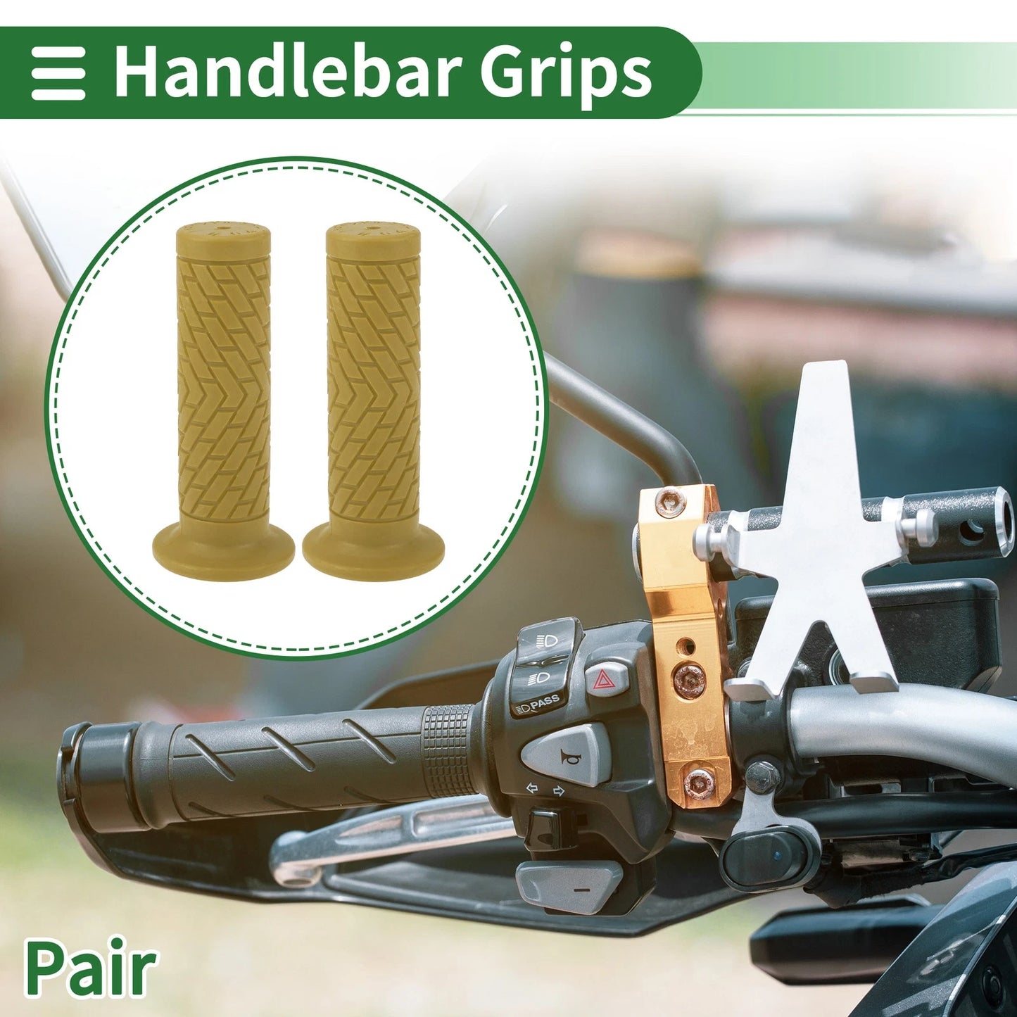 7/8" 22mm Hand Grips TPU Yellow for Motorcycle Handlebar Grips