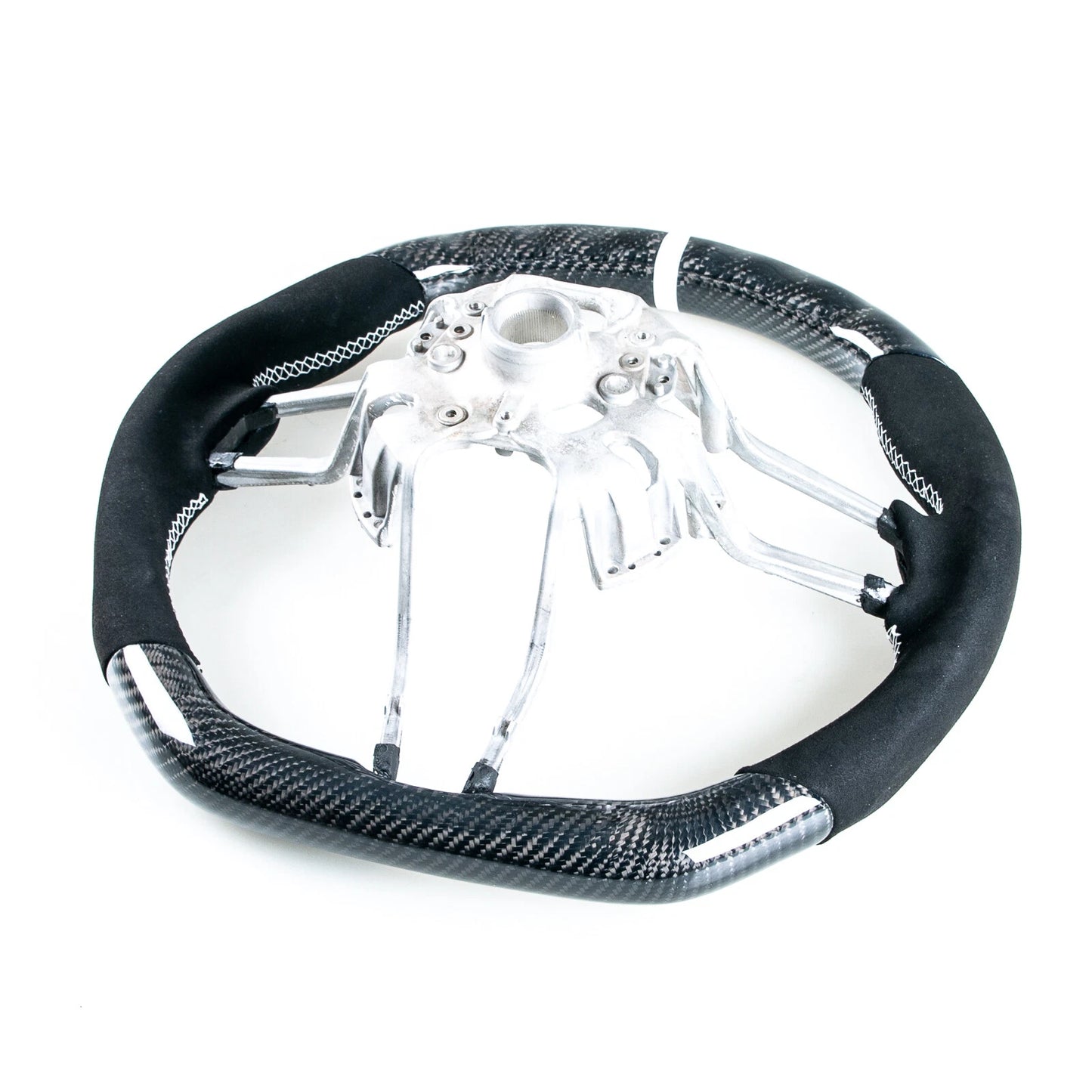 Carbon Suede White Steering Wheel for Porsche 911, 718, Boxster, Cayman, Macan (2016-2023)