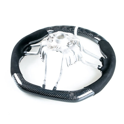 Carbon Suede White Steering Wheel for Porsche 911, 718, Boxster, Cayman, Macan (2016-2023)