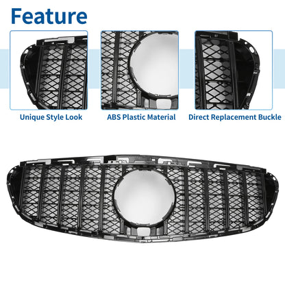 Front Upper Bumper Grille for Mercedes-Benz E200 2014-2016 Black Grille