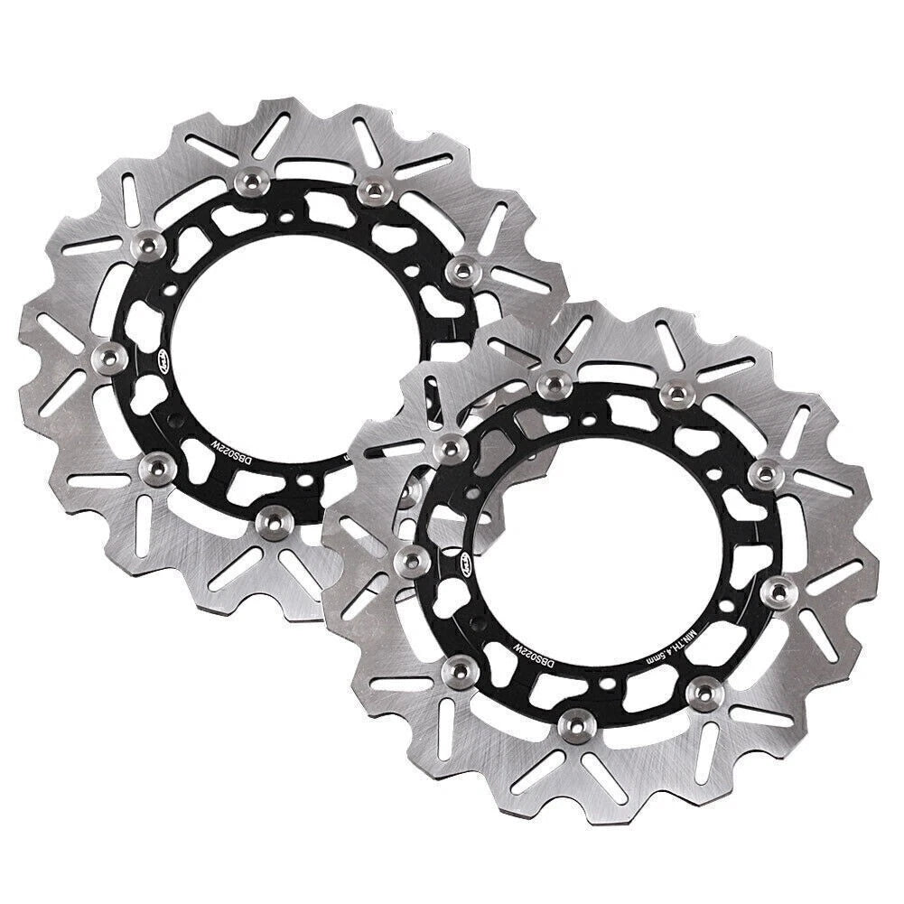 Black Front Left & Right Brake Disc Rotors for YAMAHA YZF R1 R6 XJR 1300 (99-02)